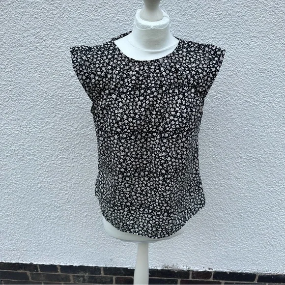 PEACOCKS Black Floral Blouse Size 12 - Picture 3 of 12